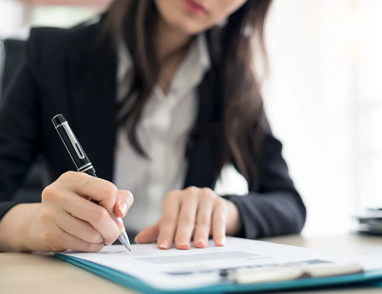 woman with papers